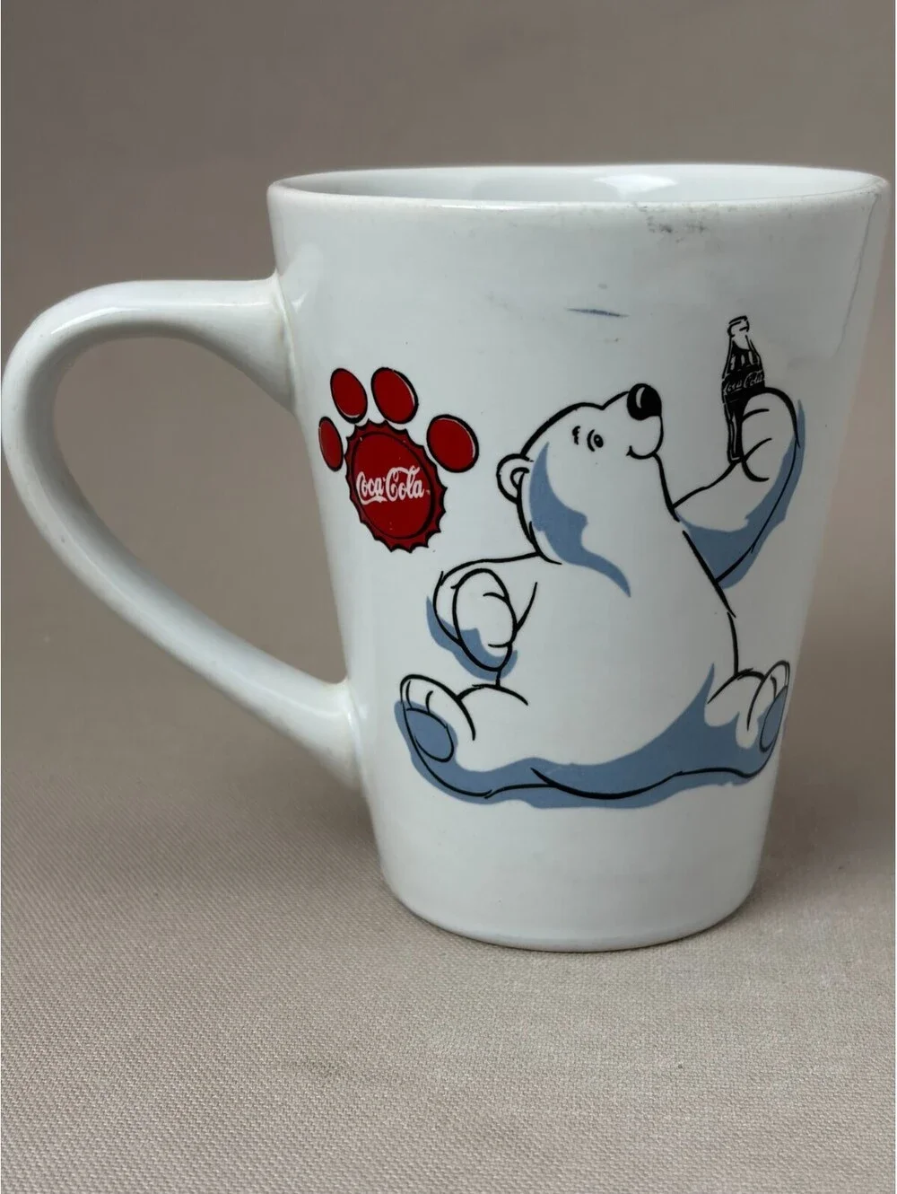 Vintage 2003 Coca Cola Polar Bear Coffee Mug Gibson Ceramic Latte Cup 4.75 in